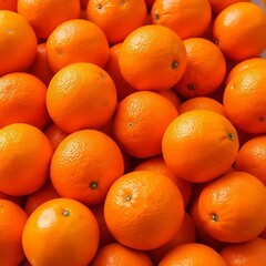 Fresh oranges piled together in vibrant orange color  