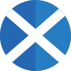 Obraz premium scotland flag in a circle, round saint andrew’s cross national symbol vector