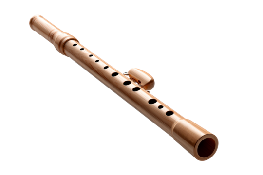 Copper flute with intricate design and transparent background