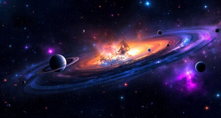 Deep Space Galaxy Wallpaper with Colorful Nebula and Stars &ndash; Sci-Fi Cosmic Background