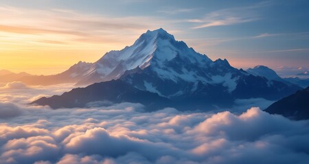 Golden Hour Mountain Range Above the Clouds &ndash; Epic Landscape Wallpaper in 4K