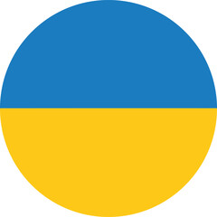 ukraine flag in a circle, round blue and yellow national symbol vector illustration