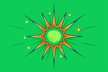 Colorful radial burst on green, star - adorned decorative pattern, vector design, vibrant art, creative element, graphic symbol, visual accent.