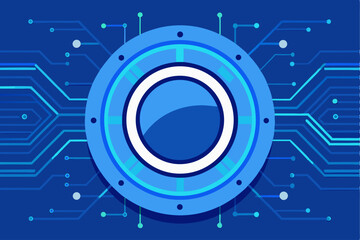 Blue tech circular pattern, circuit board concept, technology, digital innovation, vector illustration for electronic or tech projects.