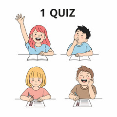 Flat Handdrawn Different Emotion Children Character Illustration for Education