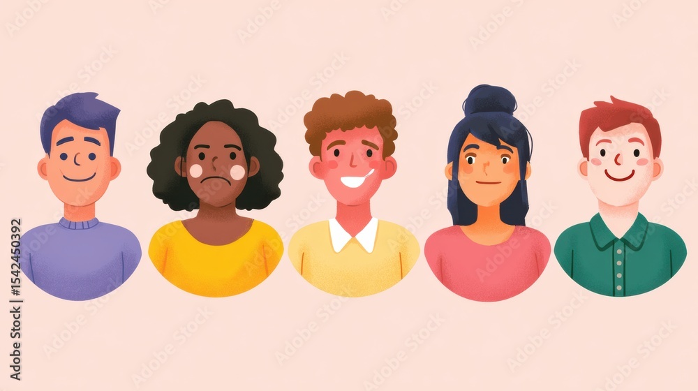 Poster emotional check-in guide featuring diverse characters for social stories and expressions in differen