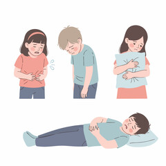 Flat Illustration Sickness People with Stomach Ache and Health Issue