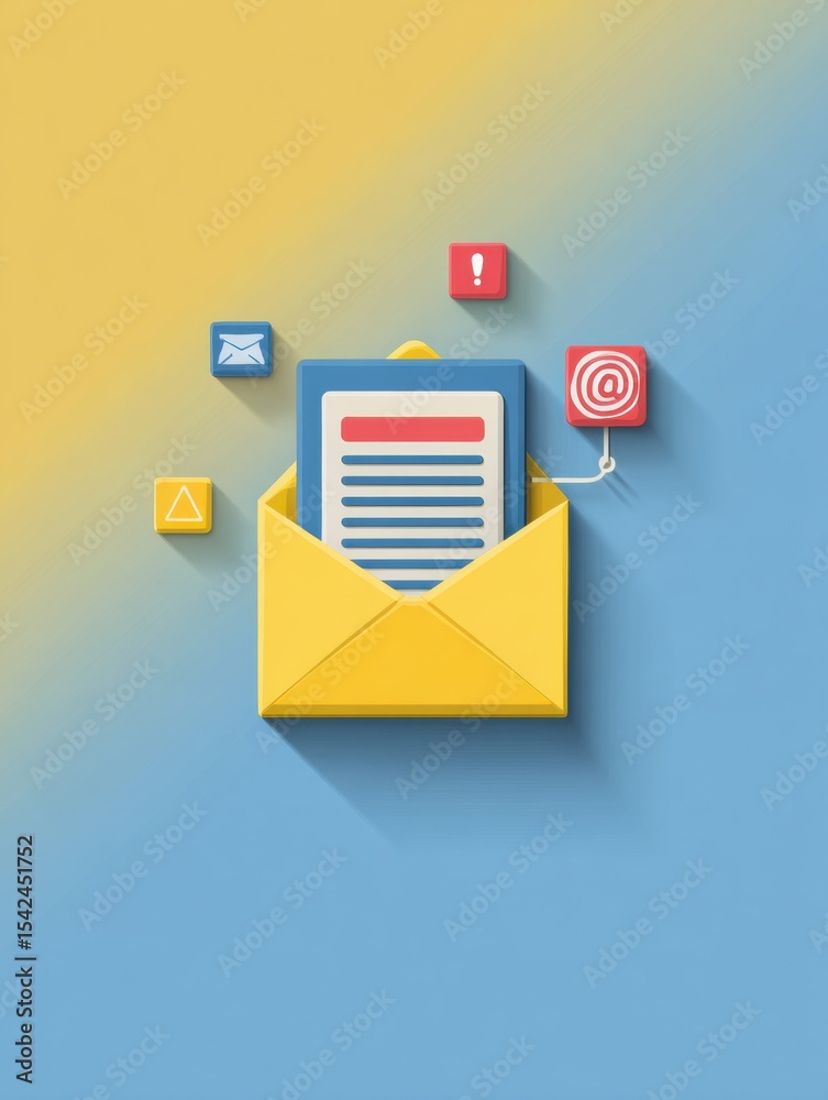 Poster Alert About Phishing Emails Illustrated With a Flat Icon Design Featuring Warning Signs and an Envelope With a Suspicious Message