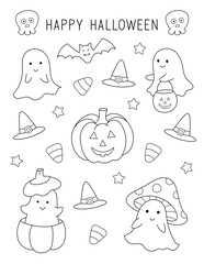 ghost themed halloween coloring page. you can print it on standard 8.5x11 inch paper