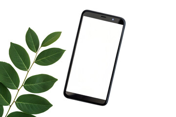 Modern Smartphone Mockup with Lush Green Leaves  Clean Design for App Presentation or Website