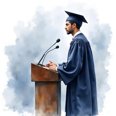 Graduate Delivering Speech at Podium