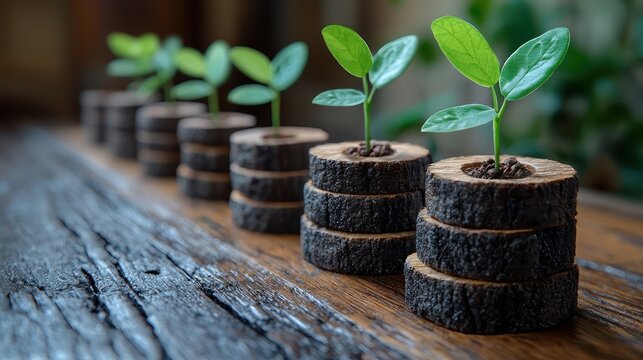 A verdant bar graph, its bars steadily climbing to the right, mirroring the exponential growth of a successful business 