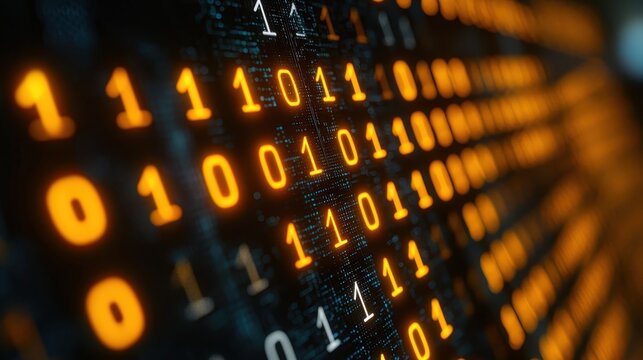 A vibrant canvas of binary code, where intricate neon graphs and data points, illuminated by a futuristic glow, danced across a circuit board backdrop, visualizing the pulsating heart of a futuristic 