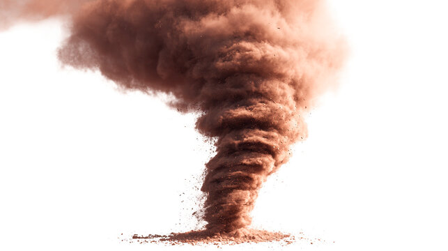 View of a large dust devil or tornado like formation against a solid colored canvas scene image on transparent background