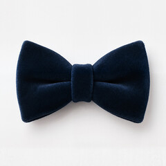 Navy blue velvet bow tie on light background  