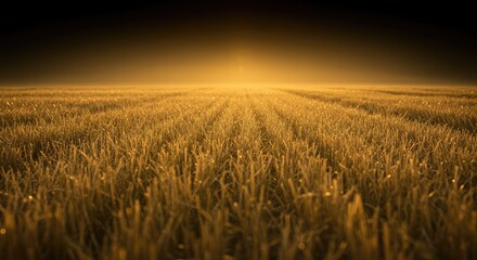 Fototapeta premium Golden field at dawn. Sunrise over a vast field of tall grass