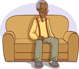 Grandfather are relaxing on their sofa vector illustration