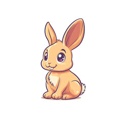 Adorable Cartoon Bunny: Cute Orange Rabbit Illustration, Perfect for Kids' Products, Easter Designs, and More!