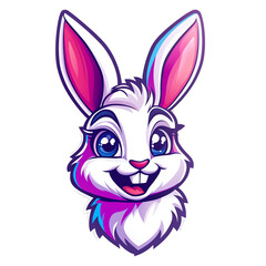 Obraz premium Adorable Cartoon Rabbit with Big Eyes and Pink Ears: Perfect for Children's Products, Branding, and Easter Designs