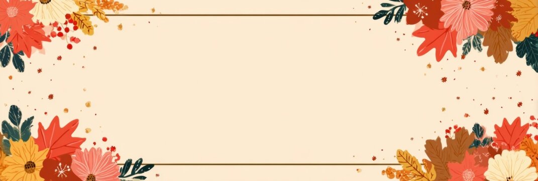 Fall-themed Presentation Template With Colorful Autumn Flowers and Leaves for Seasonal Projects and Events