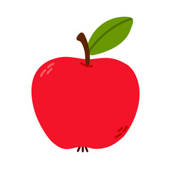 Red apple with green leaf. Perfect for healthy food designs, packaging, or fruit-themed projects