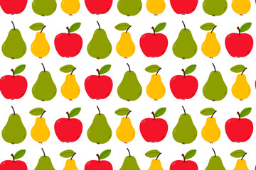 Obraz premium Colorful seamless pattern with apples and pears. Perfect for healthy food packaging and nature-themed design projects