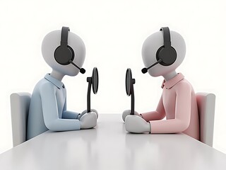 A 3D render of a business call center team featuring diverse people, including a woman and men, with headsets, illustrating dedicated customer support