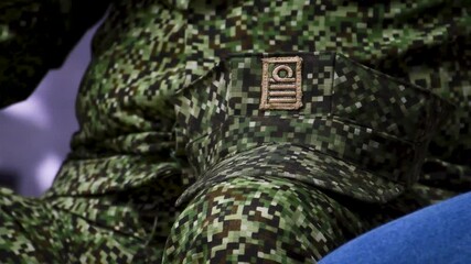 Colombian Navy soldier wearing official uniform and cap. High quality 4k footage - Powered by Adobe