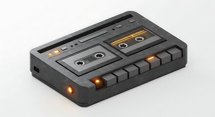 Isometric retro dual cassette tape deck