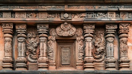 Fototapeta premium Ornate temple facade with intricate carvings