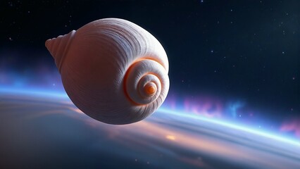 sea shell on black background