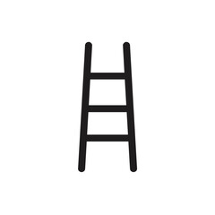 Simple black ladder on white background for construction or career growth, with copy space. This simple black ladder image is perfect for illustrating concepts of progress, success, and ambition.