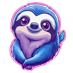 Obraz premium Adorable Blue Sloth Cartoon Illustration: Perfect for kids' apparel, posters, and playful designs. Features vibrant colors and a friendly, huggable sloth character.