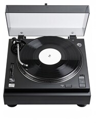 Fototapeta premium Vinyl Record Player Open on White Background