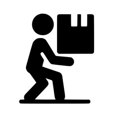 Minimalist Stickman Lifting Box Silhouette &ndash; Black SVG Clipart Icon