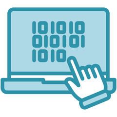 Computation mini illustration dual tone blue color icon, use for machine learning, education, technology industry, UI, UX kit, app and web development, digital or print.