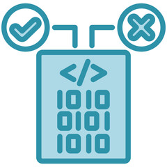 Decision mini illustration dual tone blue color icon, use for machine learning, education, technology industry, UI, UX kit, app and web development, digital or print.