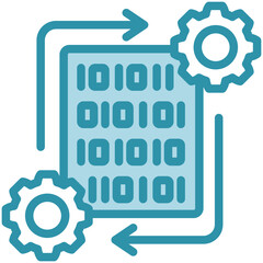 Processing Data mini illustration dual tone blue color icon, use for machine learning, education, technology industry, UI, UX kit, app and web development, digital or print.