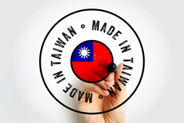 Made in Taiwan text emblem stamp, concept background