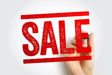 Sale text stamp, business concept background