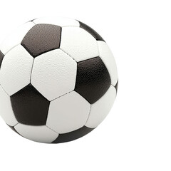 A black and white soccer ball floating on a transparent background.