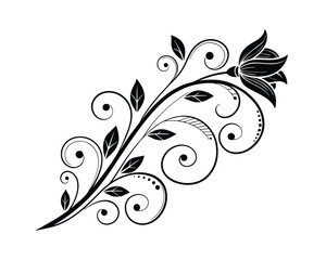 Elegant Black and White Floral Design Element