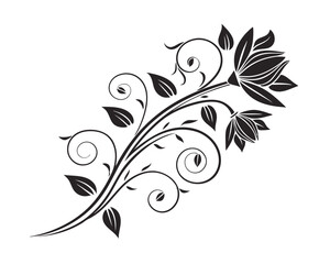 Elegant Black and White Floral Design Element