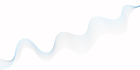 Abstract modern minimalist style design featuring flowing blue lines wavy pattern light against a clean white background.