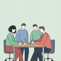 Fototapeta premium Abstract Team Collaboration Flat Design Vector Illustration