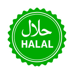 Green Halal certified stamp with Arabic and English text