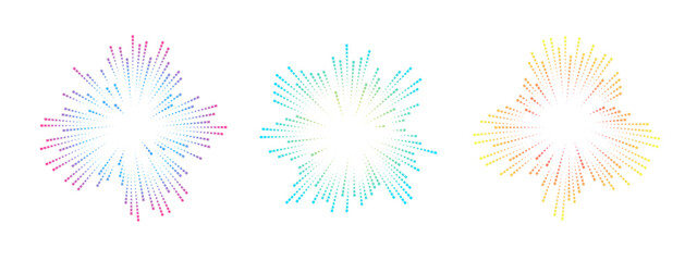 Three colorful soundwave circles radiate outward. Each circle features vibrant lines in various hues, symbolizing music and sound waves. Vector.