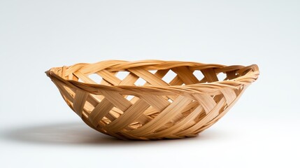 Fototapeta premium Showcasing intricate craftsmanship, this woven basket highlights the beauty of artisanal skills, featuring a unique design that adds warmth to any space or decor style.