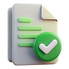 3d rendered approved document icon isolated on transparent background