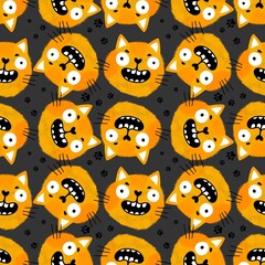 Fototapeta premium Halloween animals seamless cats pattern for wrapping paper